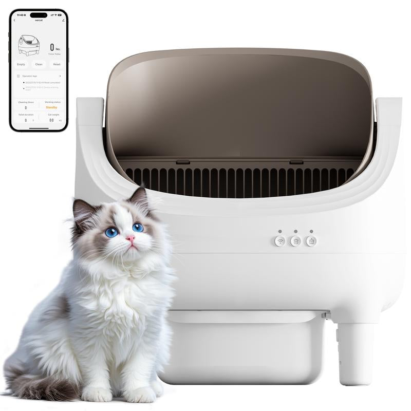 Warcat Automatic Open-Top Cat Litter Box with Safety Sensors, APP Control & 2.4G Wifi, Odor-Free Disposal for Multiple Cats Jumpstartsale