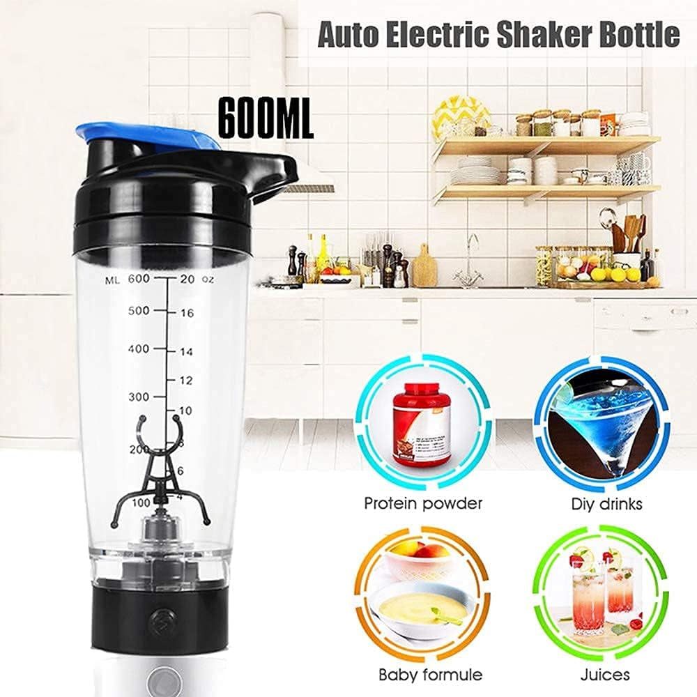 Self Mixing Mug Electric Protein Shaker Bottle, Protein Shaker Cup, 25 Oz High-Torque Battery-Powered Blender Shake Bottle,Portable,Self-Stirring Mug for Various Powder (Black)