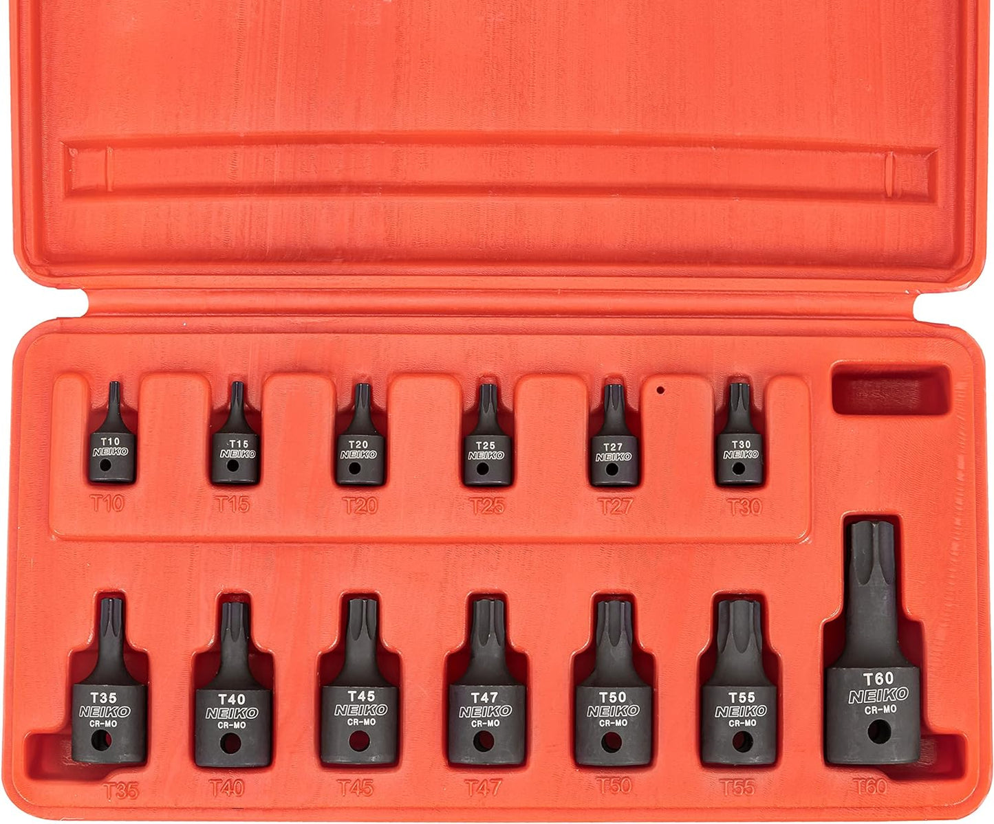 10281B Impact Torx Bit Socket Set, 1/4", 3/8" and 1/2" Drive, 6 Point Star Sockets, Heavy Duty Impact Grade Cr-Mo, T10 to T60 High Impact, Professional Grade Auto & Motorcycle Mechanic Socket