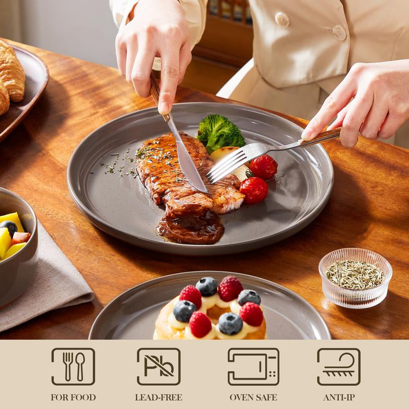 MALACASA Dinnerware Sets, 12/16/18/24 Pieces Modern Ceramic Plates and Bowls Set for 4/6/8 Kitchen Dinner Set Stoneware Tableware Set Microwave and Dishwasher Safe, Series TARA