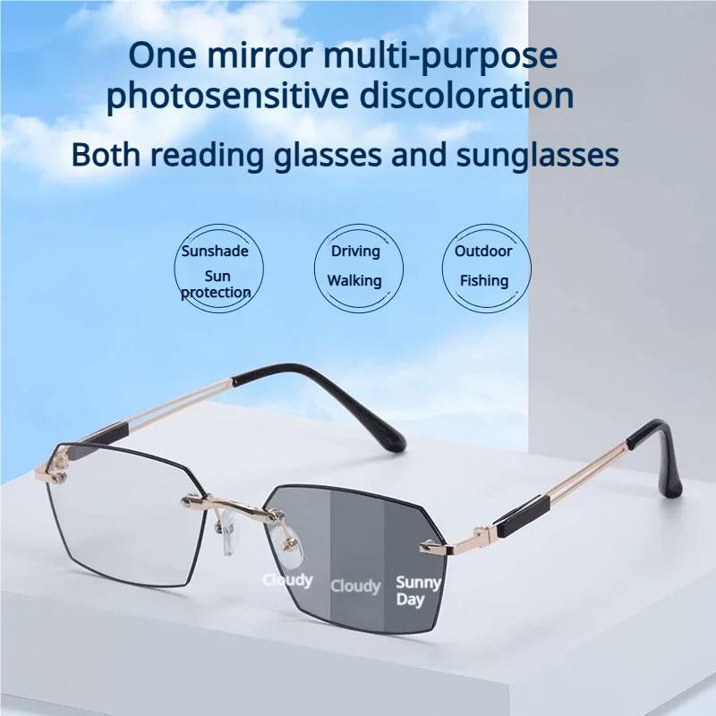 D-Smart Progressive Reading Glasses, Multi-Focus Auto Zoom Lenses, Photochromic & Blue Light Blocking, UV Protection, Indoor Clear & Outdoor Sunglasses, Modern Full Frame / Half Frame / Rimless Styles, Unisex Youthful Design