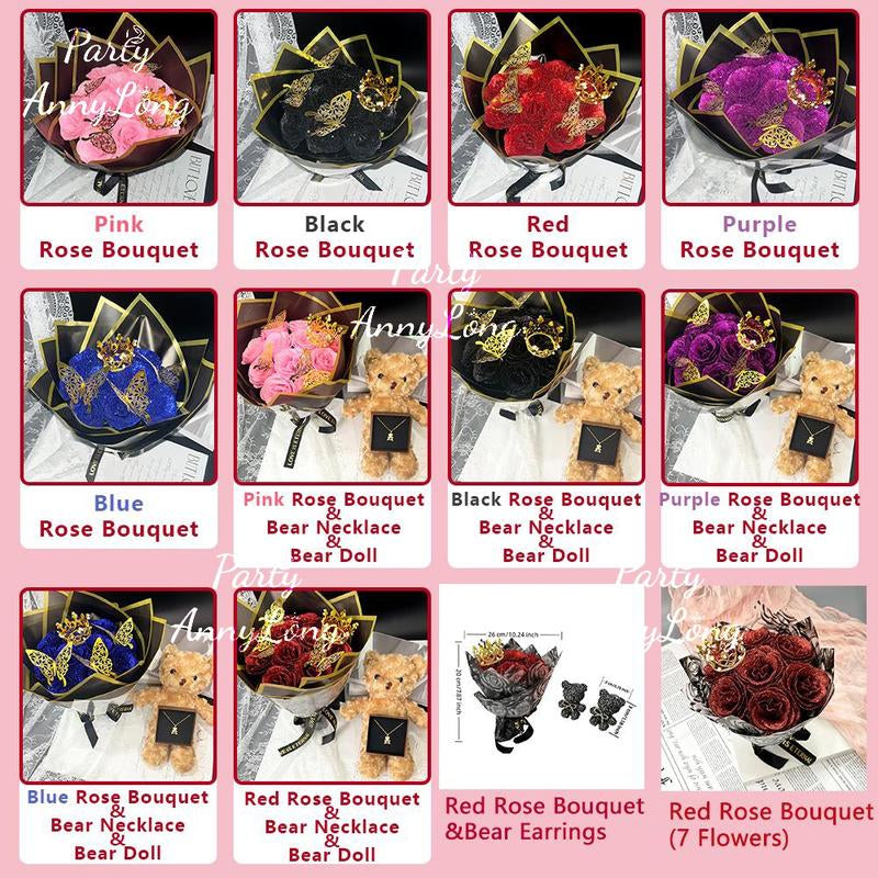 Sparkling Rose Bouquet, DIY Artificial Flower Arrangement, Valentine'S Day, Wedding Anniversary, Engagement, Christmas Gift