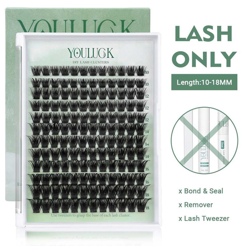 YOULUCK Popular DIY Lash Clusters Kit with Glue Remover & Tweezer for Beginners Long-Lasting Fluffy Weightless Look Individual Eyelash Extensions Ultra-Thin Band Bond Makeup for Girls - Cosmetic