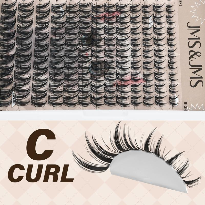 Cat Eye Lash Kit L JMS&JMS Kitty,Princess Cat Eye Lashes Clear Invisible Band C Curl,(8-18 MIX) for DIY Eyelash Cluster Extension Waterproof Anime Eyelash Manga Lash Tiktokshopblackfriday Makeup Cosmetic