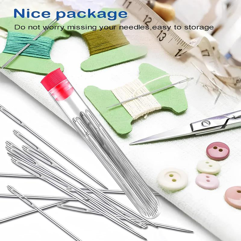 36PCS Large Eye Steel Sewing Needles Set, Sturdy Durable Hand Sewing Tool Kit for DIY Sewing, Embroidery, Mending & Crafting Projects