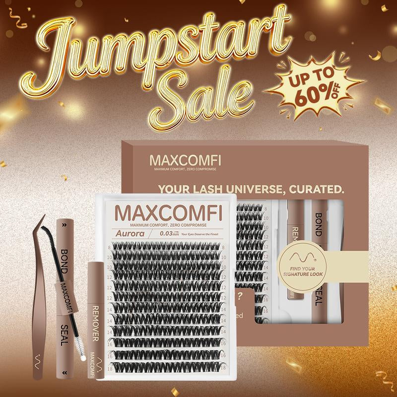 Aurora | Maxcomfi My Go-To Comfortable Lashes Long-Lasting, Waterproof & Super Soft & Thin Band Too | Flaunt Flora Stylewaterproof Long-Lasting Natural Daily Volume Style Beginner-Friendly DIY Lashes for Flawless Voluminous Look Trendy Must-Have Clusters