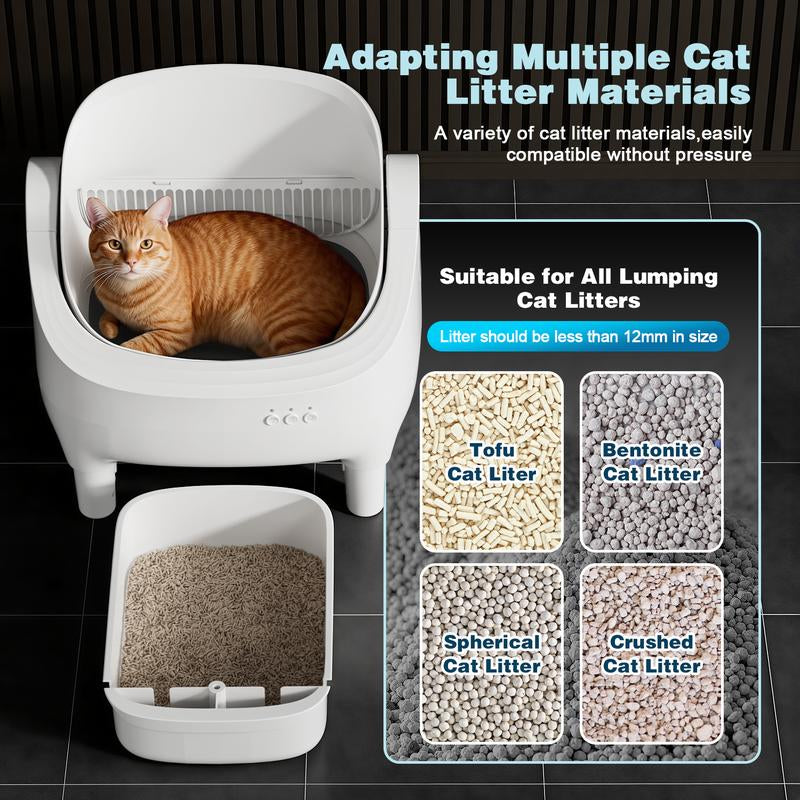 Warcat Automatic Open-Top Cat Litter Box with Safety Sensors, APP Control & 2.4G Wifi, Odor-Free Disposal for Multiple Cats Jumpstartsale