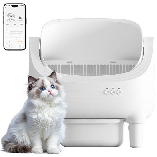 Warcat Automatic Open-Top Cat Litter Box with Safety Sensors, APP Control & 2.4G Wifi, Odor-Free Disposal for Multiple Cats Jumpstartsale