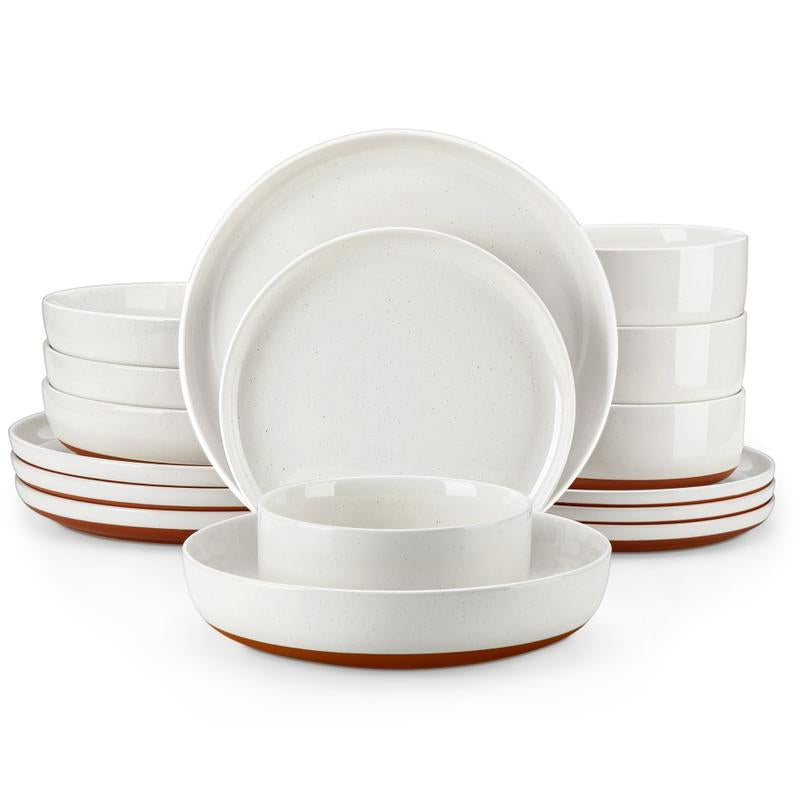 MALACASA Dinnerware Sets, 12/16/18/24 Pieces Modern Ceramic Plates and Bowls Set for 4/6/8 Kitchen Dinner Set Stoneware Tableware Set Microwave and Dishwasher Safe, Series TARA