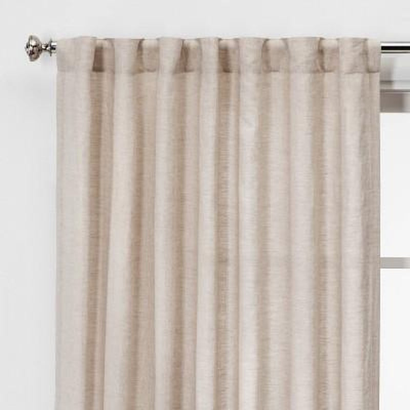 Threshold Light Filtering Linen Window Curtain Panel Traditional Beige