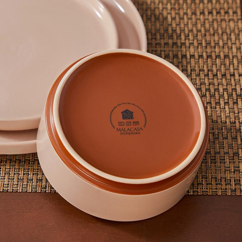 MALACASA Dinnerware Sets, 12/16/18/24 Pieces Modern Ceramic Plates and Bowls Set for 4/6/8 Kitchen Dinner Set Stoneware Tableware Set Microwave and Dishwasher Safe, Series TARA