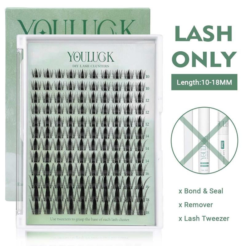 YOULUCK Popular DIY Lash Clusters Kit with Glue Remover & Tweezer for Beginners Long-Lasting Fluffy Weightless Look Individual Eyelash Extensions Ultra-Thin Band Bond Makeup for Girls - Cosmetic