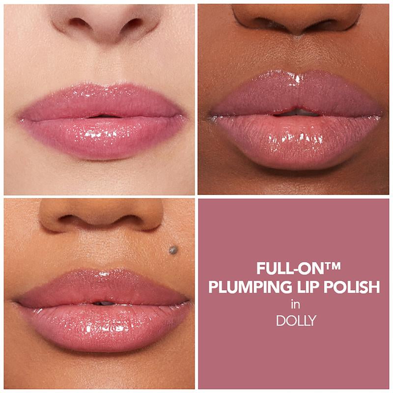 BUXOM Full-On Plumping Lip Polish Gloss - Dolly Shade Extension Lipgloss, High-Shine Shimmer, Hydrating Peptide Complex, Non-Sticky, Cruelty-Free, Hydrating