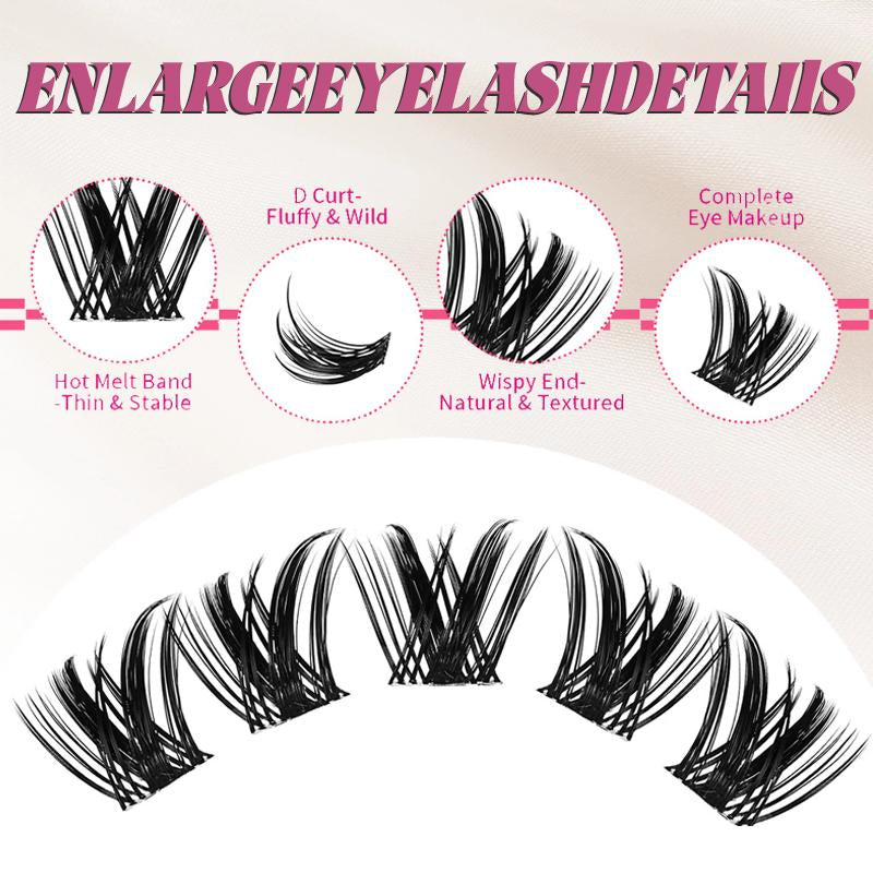 Lashplume Lash Clusters Kit Wispy Natural 8-16Mm DIY Lash Extension Kit with Waterproof Bond Seal Tweezers for Individual Lashes Allfreshness