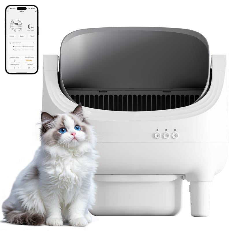Warcat Automatic Open-Top Cat Litter Box with Safety Sensors, APP Control & 2.4G Wifi, Odor-Free Disposal for Multiple Cats Jumpstartsale