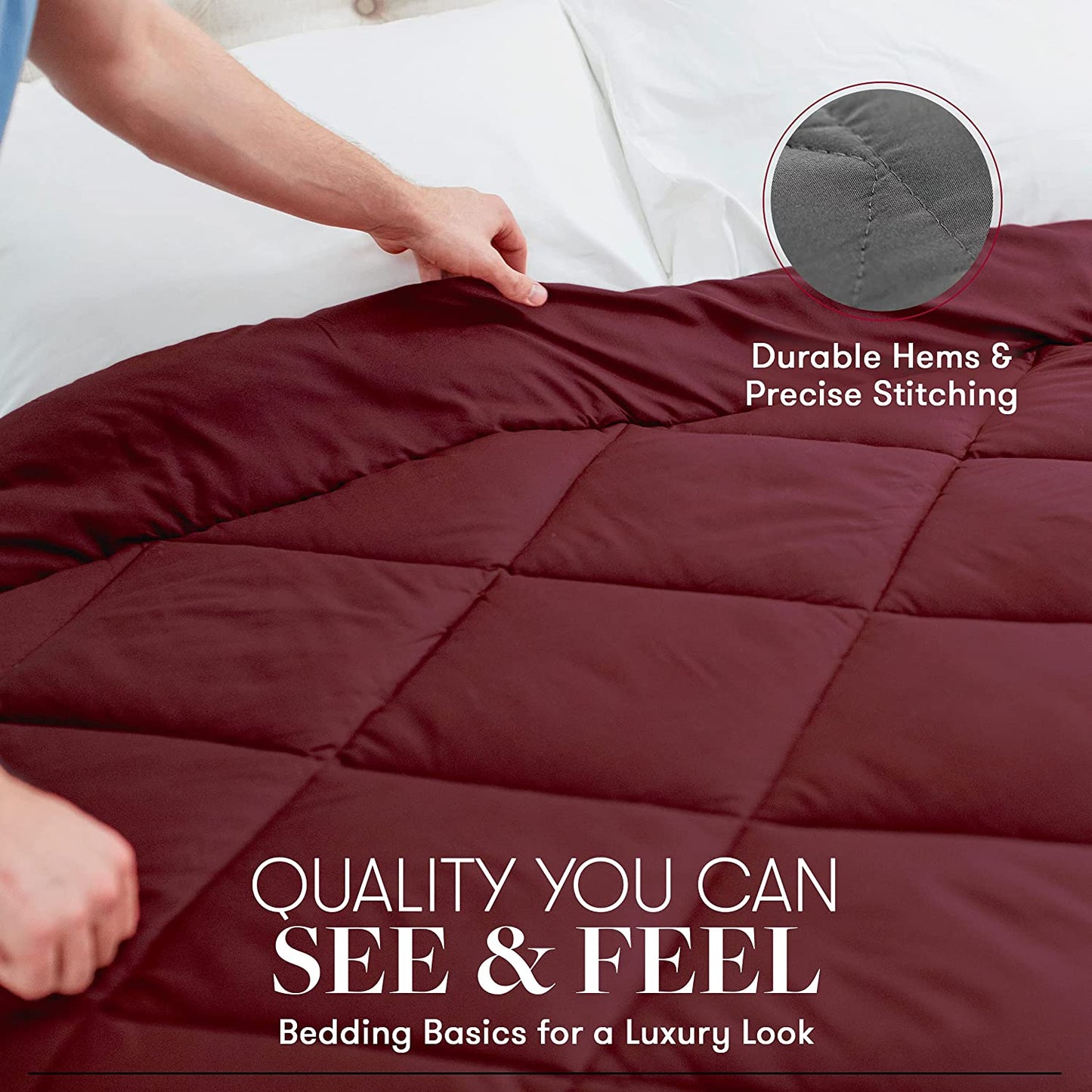 Goose down Alternative Reversible Comforter - All Season - Premium Quality Luxury Hypoallergenic Comforter - Full/Queen - Grey/Black