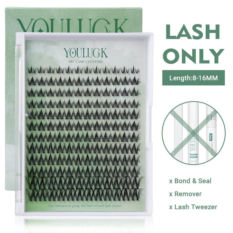 YOULUCK Popular DIY Lash Clusters Kit with Glue Remover & Tweezer for Beginners Long-Lasting Fluffy Weightless Look Individual Eyelash Extensions Ultra-Thin Band Bond Makeup for Girls - Cosmetic