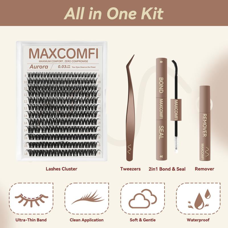 Aurora | Maxcomfi My Go-To Comfortable Lashes Long-Lasting, Waterproof & Super Soft & Thin Band Too | Flaunt Flora Stylewaterproof Long-Lasting Natural Daily Volume Style Beginner-Friendly DIY Lashes for Flawless Voluminous Look Trendy Must-Have Clusters
