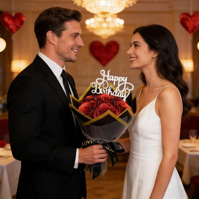 Sparkling Rose Bouquet, DIY Artificial Flower Arrangement, Valentine'S Day, Wedding Anniversary, Engagement, Christmas Gift