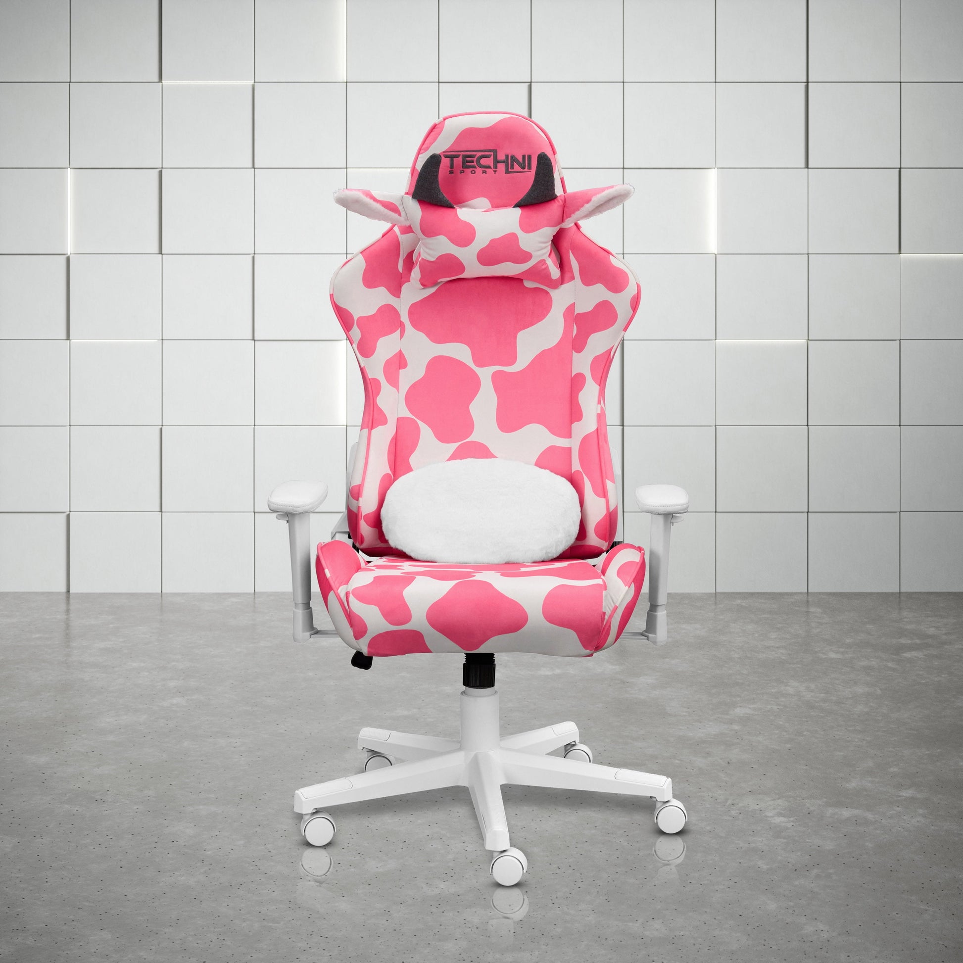 TS85 Pink Cow Series Gaming Chair with Memory Foam Seat RTA-TS85-PNK