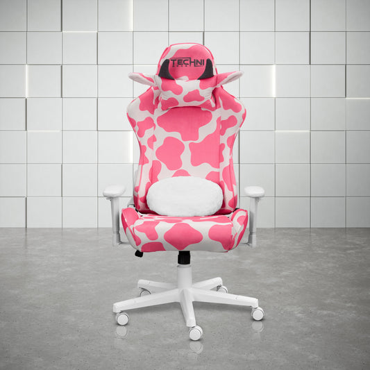 TS85 Pink Cow Series Gaming Chair with Memory Foam Seat RTA-TS85-PNK
