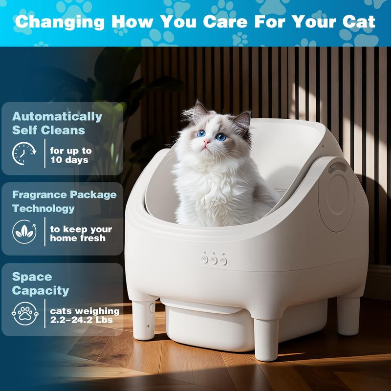 Warcat Automatic Open-Top Cat Litter Box with Safety Sensors, APP Control & 2.4G Wifi, Odor-Free Disposal for Multiple Cats Jumpstartsale