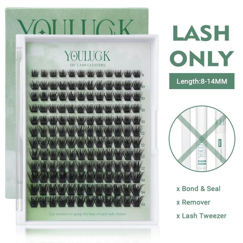 YOULUCK Popular DIY Lash Clusters Kit with Glue Remover & Tweezer for Beginners Long-Lasting Fluffy Weightless Look Individual Eyelash Extensions Ultra-Thin Band Bond Makeup for Girls - Cosmetic