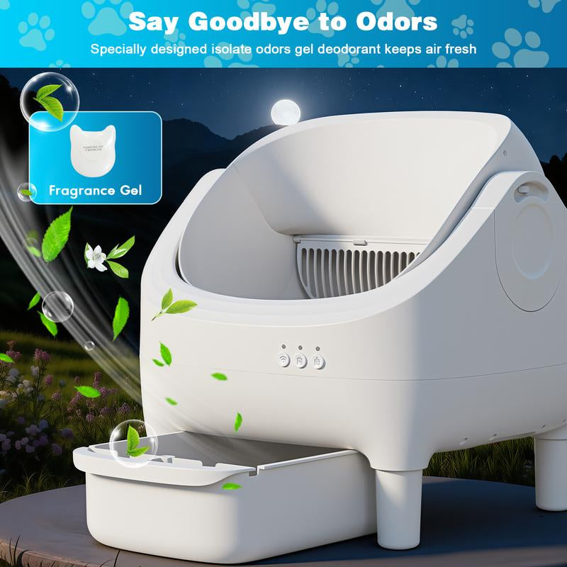 Warcat Automatic Open-Top Cat Litter Box with Safety Sensors, APP Control & 2.4G Wifi, Odor-Free Disposal for Multiple Cats Jumpstartsale