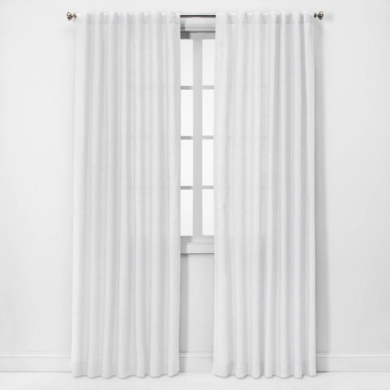 Threshold Light Filtering Linen Window Curtain Panel Traditional Beige