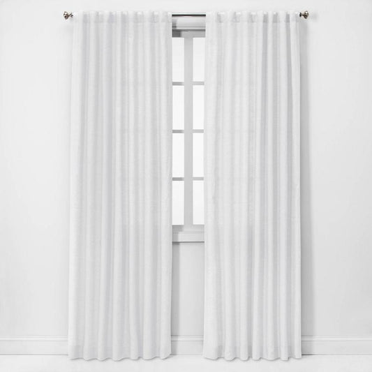 Threshold Light Filtering Linen Window Curtain Panel Traditional Beige