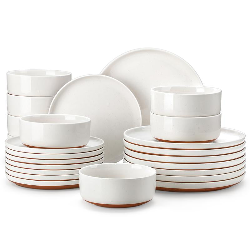 MALACASA Dinnerware Sets, 12/16/18/24 Pieces Modern Ceramic Plates and Bowls Set for 4/6/8 Kitchen Dinner Set Stoneware Tableware Set Microwave and Dishwasher Safe, Series TARA