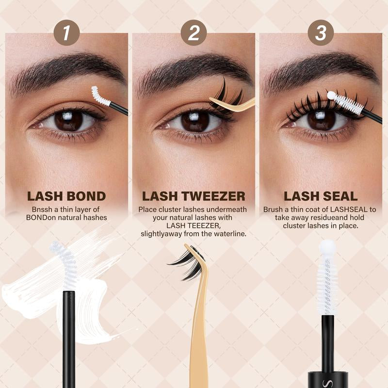 Cat Eye Lash Kit L JMS&JMS Kitty,Princess Cat Eye Lashes Clear Invisible Band C Curl,(8-18 MIX) for DIY Eyelash Cluster Extension Waterproof Anime Eyelash Manga Lash Tiktokshopblackfriday Makeup Cosmetic