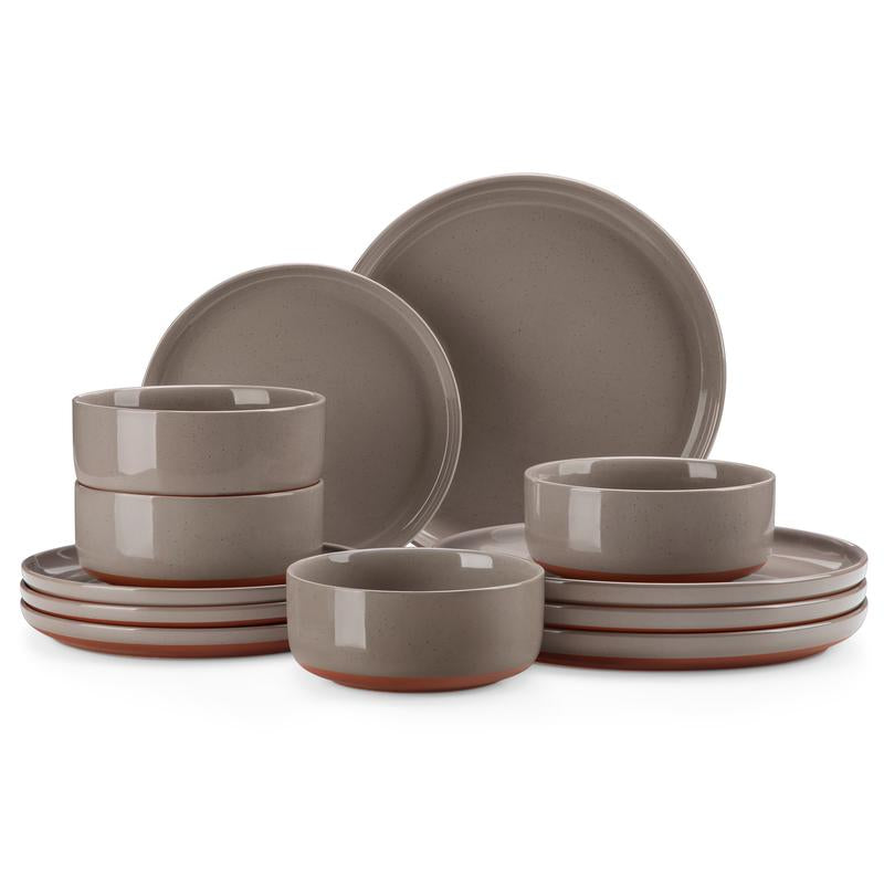 MALACASA Dinnerware Sets, 12/16/18/24 Pieces Modern Ceramic Plates and Bowls Set for 4/6/8 Kitchen Dinner Set Stoneware Tableware Set Microwave and Dishwasher Safe, Series TARA