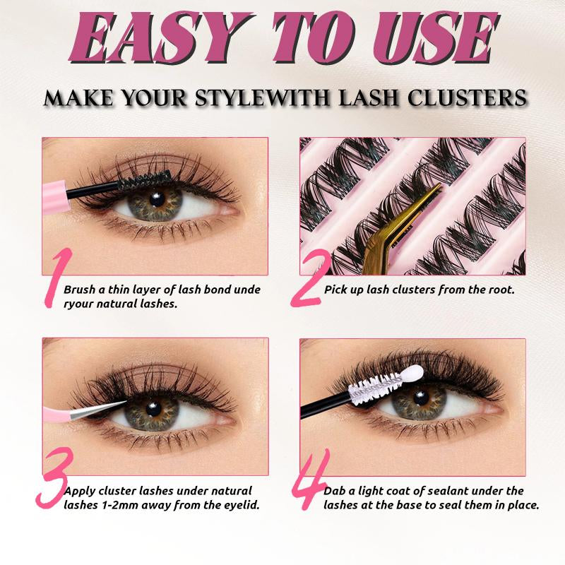 Lashplume Lash Clusters Kit Wispy Natural 8-16Mm DIY Lash Extension Kit with Waterproof Bond Seal Tweezers for Individual Lashes Allfreshness