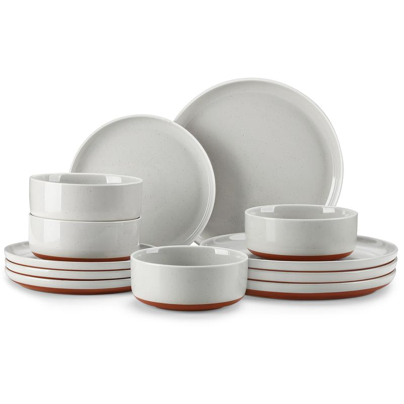 MALACASA Dinnerware Sets, 12/16/18/24 Pieces Modern Ceramic Plates and Bowls Set for 4/6/8 Kitchen Dinner Set Stoneware Tableware Set Microwave and Dishwasher Safe, Series TARA